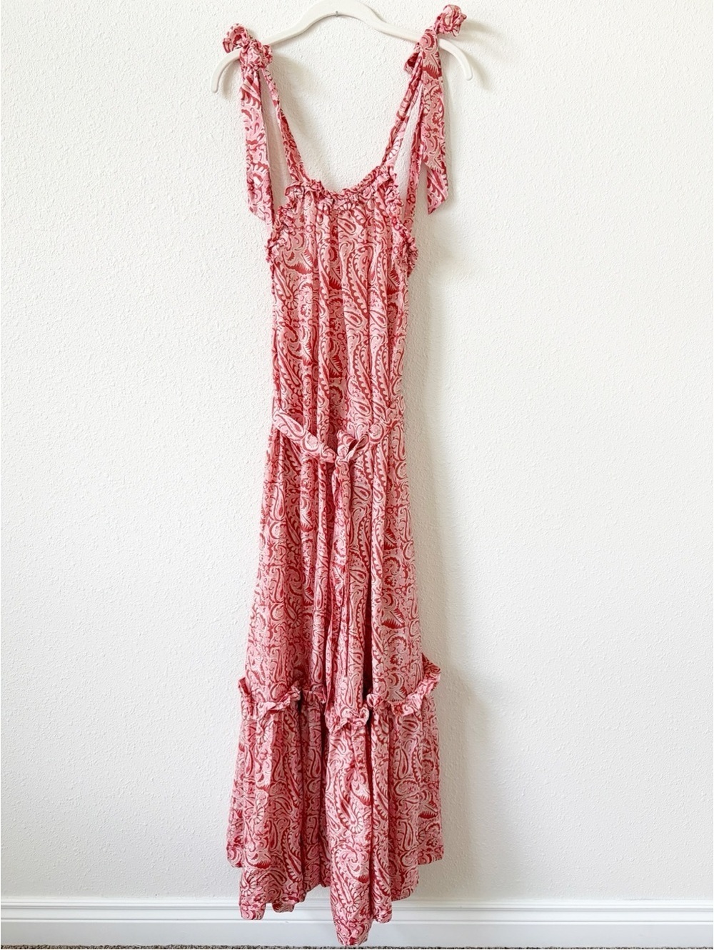 HANNAH Artwear Aubrie Belted Paisley Print Silk Maxi Dress Size Small Vacation
